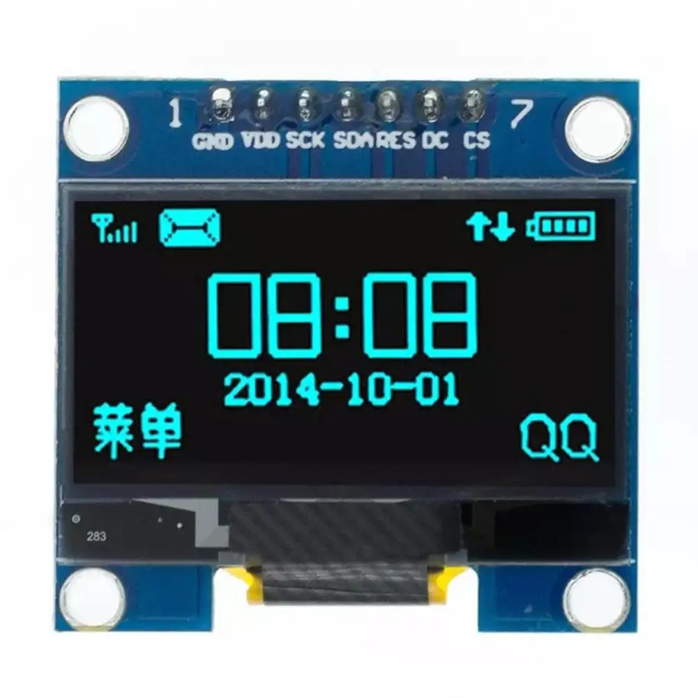 โมดูลแสดงผลหน้าจออิเล็กทรอนิกส์ OLED 1.3 "สีขาว/น้ำเงิน128x6 4spi/iic I2c สื่อสาร4/S1p4 7pin