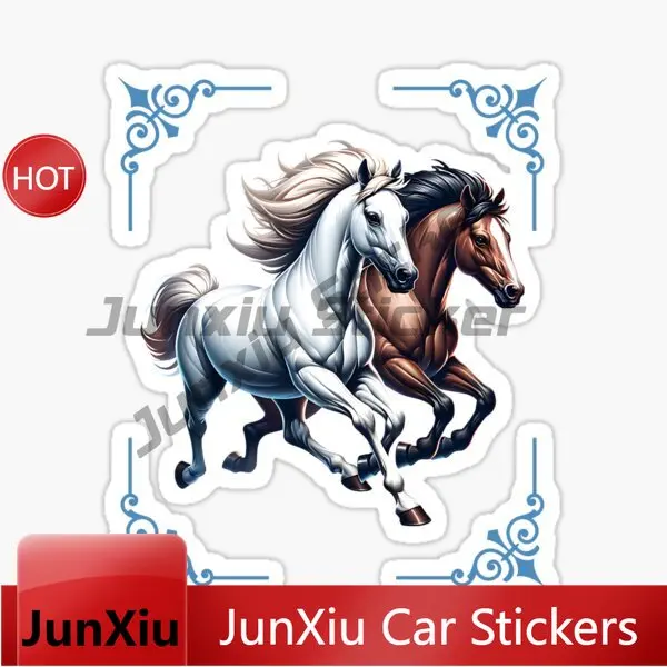 Two Horses Car Stickers for Auto Motocross Racing Laptop Helmet Trunk Waterproof Car Accessories Vinyl Self-adhesive Decals