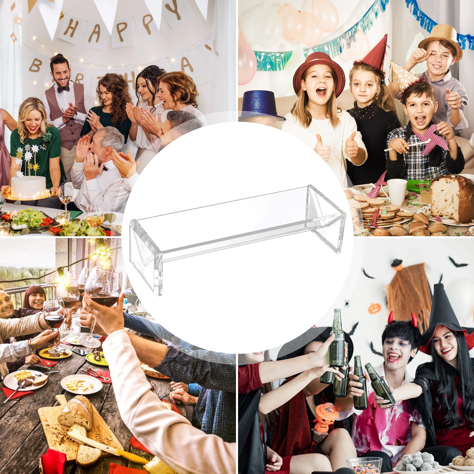 22x7x5cm Acrylic Serving Tray for Crackers&Appetizers Rectangular Party Snack Holder Non-Slip Food Display Stand Party Supplies