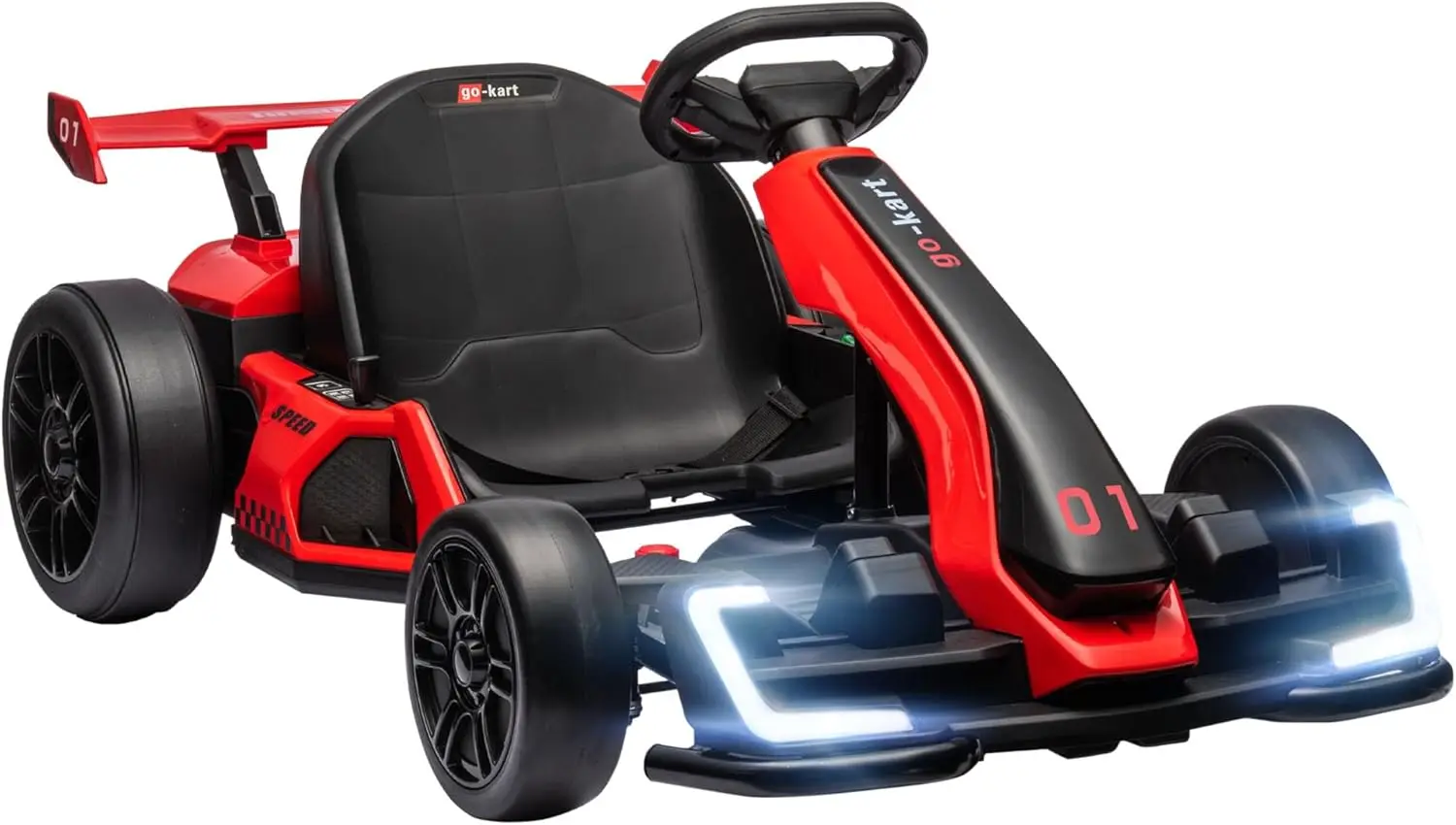 24V 7.5 MPH Electric Go Kart with Adjustable Seat, Drifting Car Battery Powered Ride on Toy Outdoor with Slow Start, Butto