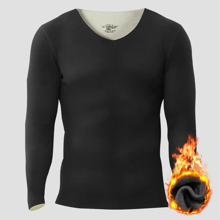 Seamless Thermal Underwear Men's Upper Body with Fleece Thickened Autumn and Winter Winter Winter Single Long Sleeve Undercoat