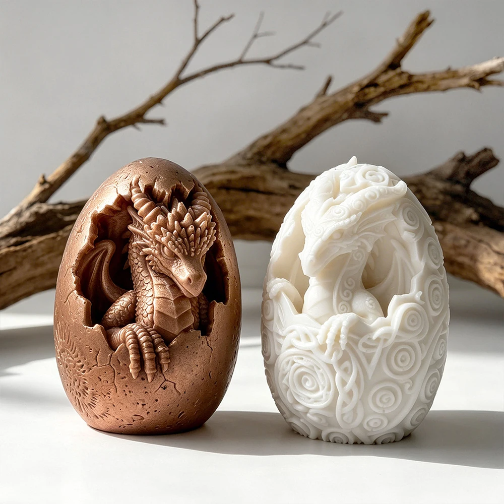 3D DIY Dinosaur Egg Candle Mold Animal Dinosaur Relief Aromatherapy Plaster Resin and Decorative Plaster Ornament Silicone Molds view 5