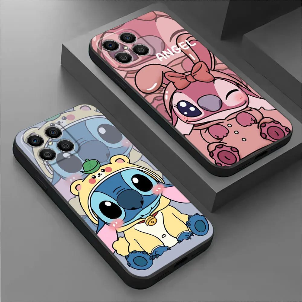 Black Soft Back Case for Honor X8 70 X7 X6 X9a X6a Magic5 Lite 8X X8a 90 Pro Magic5 Disney Angel Stitch Funda Cover