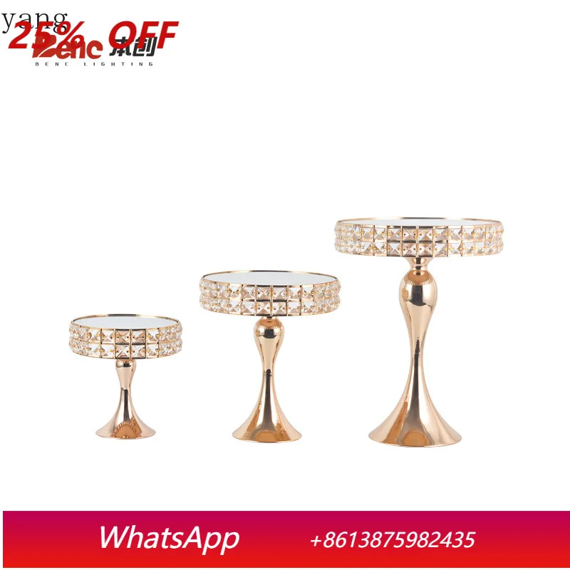 

CX wedding decoration dessert table window cake display stand golden crystal tray