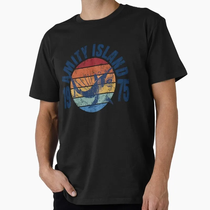 Jaws Horror Movie Halloween Gift T Shirt 0907 Vintage Amity Island Great White Shark Graphic Tops Short Sleeve Unisex Streetwear