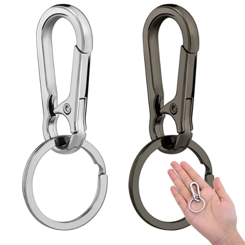 

1 PC Waist Hanging Key Rings Stainless Steel Holder Keychains Buckle Clip Gourd Climbing Hook Car Strong Carabiner Key Chain