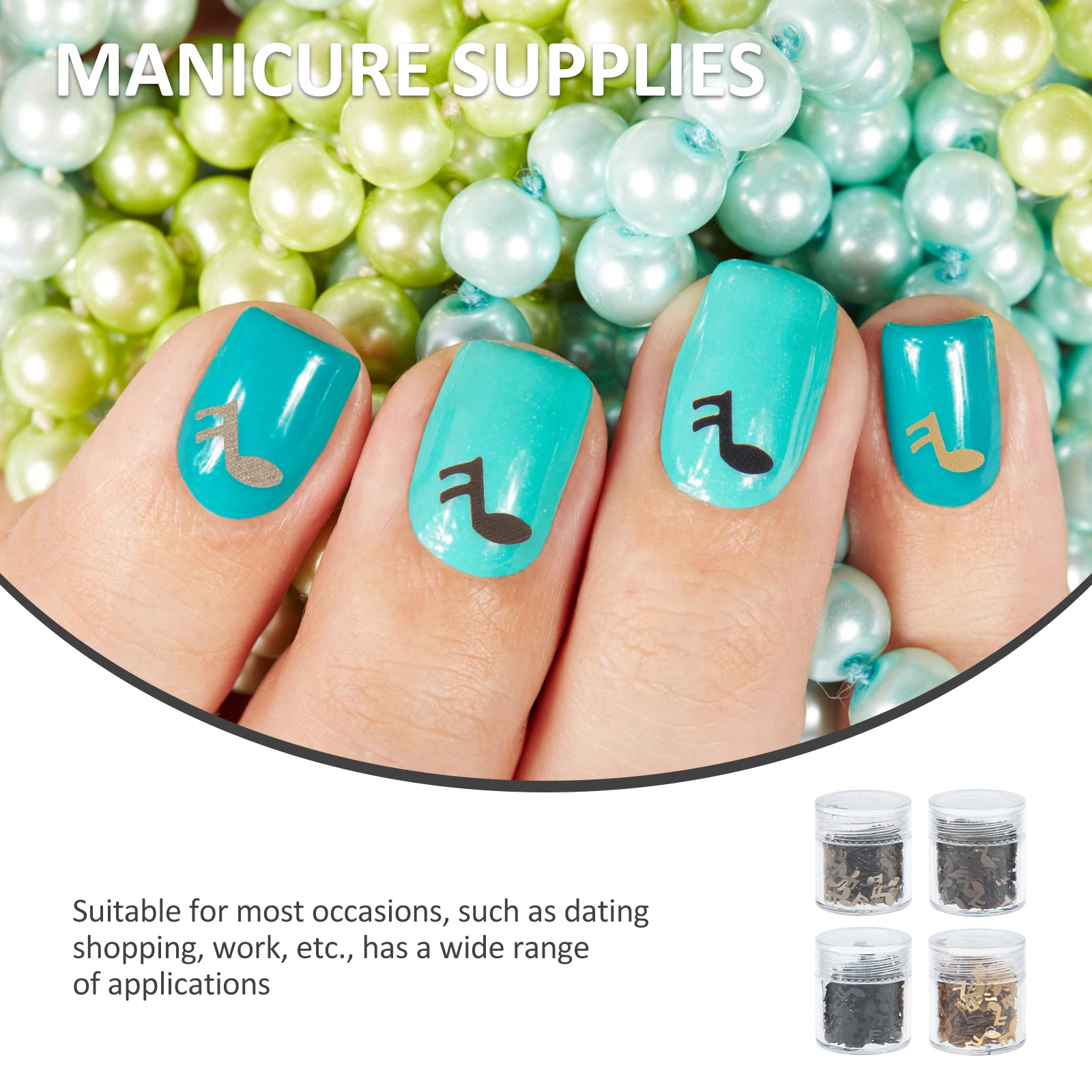 

4 Boxes Nail Art Glitters Note Shape DIY Manicure Decors Shining Pieces Fingernail Decoration Supplies Nail Sequins