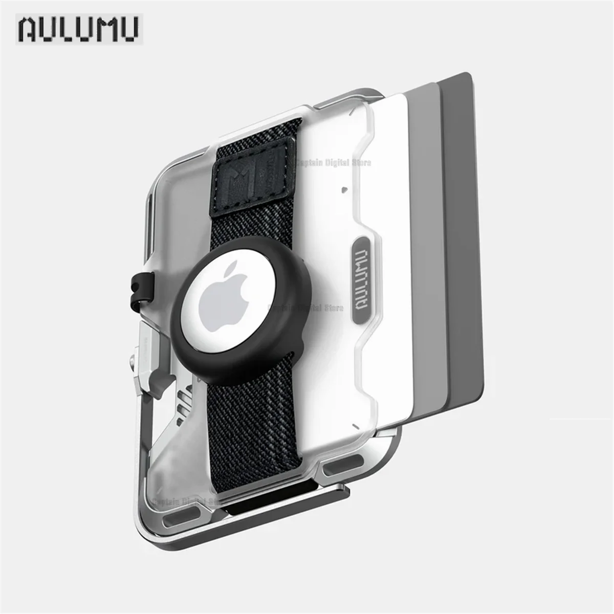 Aulumu G03 Translucent White Magnetic Wallet Card Case Compatible with MagSafe Multi Function Phone Stand Grip RFID Card IPhone