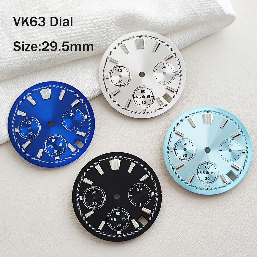 29.5mm dial VK63 dial blue luminous dial custom logo dial suitable for GS VK63 quartz movement watch accessories