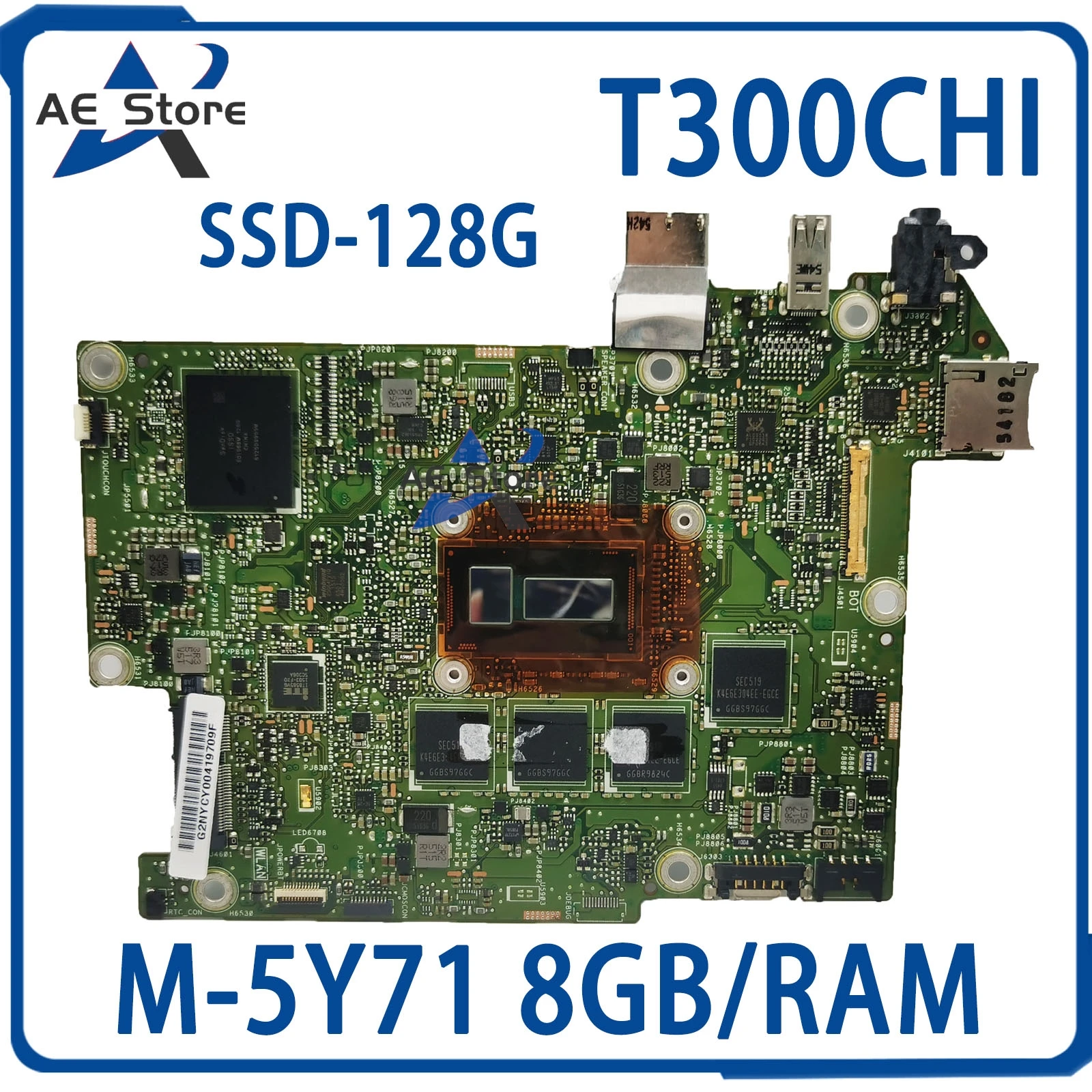 T300C Mainboard untuk ASUS Transformer Book T300 Chi T300CHI Laptop Motherboard M-5Y71 8GB/RAM Notebook papan utama SSD-128G