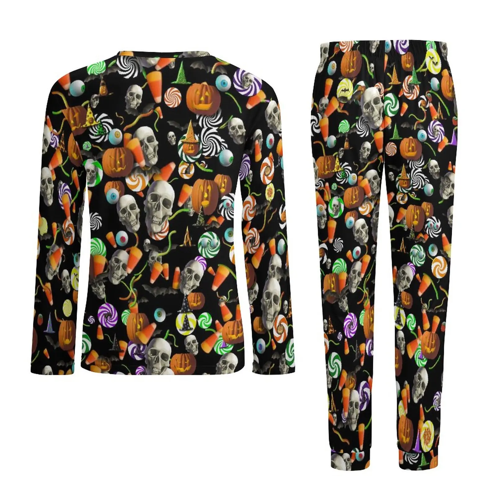 Creepy Halloween Pajamas Winter Skulls And Pumpkins Kawaii Pajama Sets Man Long-Sleeve Leisure Design Sleepwear Big Size 4XL 5XL