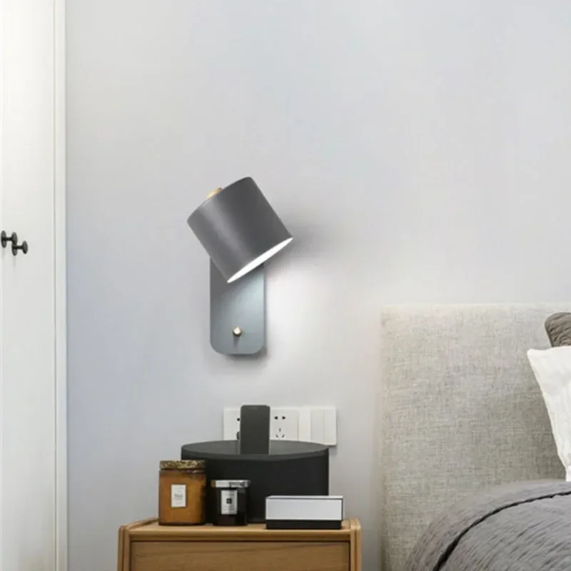 LED Wall Lamp Nordic Bedside Adjustable Reading Wall Lights Indoor Bedroom Closets Lighting Sconces Home Decor Lamps with switch