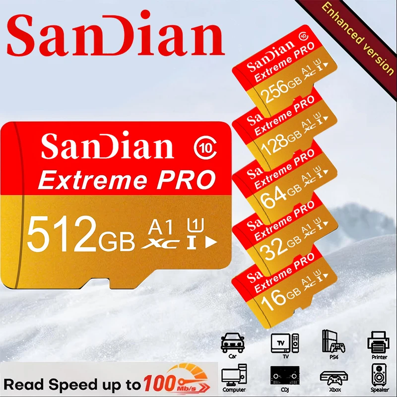 Memory Card 512GB Lightweight Micro TF SD Card 256GB SD Cards 128GB TF Cards High Performance for Tablet/E-Reader/Dash Cam/Drone