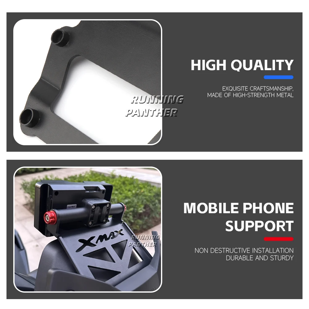 New Black Wireless charging Mobile Phone Navigation Bracket Support 22MM For YAMAHA X-MAX300 X-MAX 300 XMAX300 XMAX 300 2023