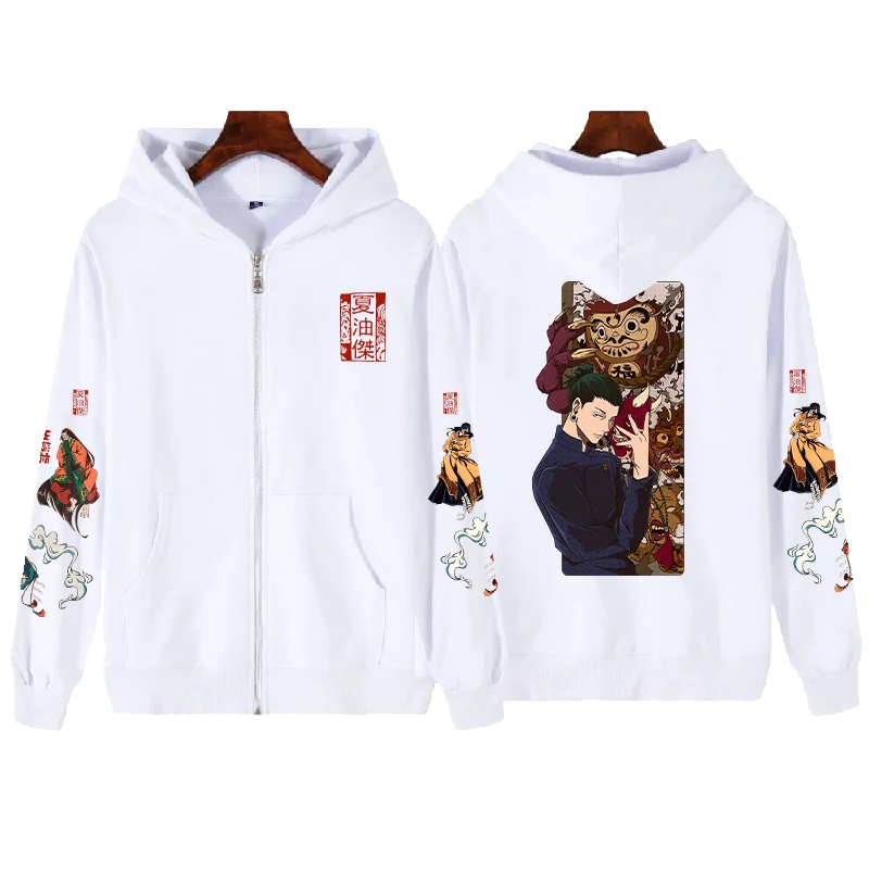 Japan Anime Jujutsu Kaisen Geto Suguru Cool Graphic Men Women Zipper Hoodies Manga Sweatshirt Harajuku Male Loose Zip Jacket
