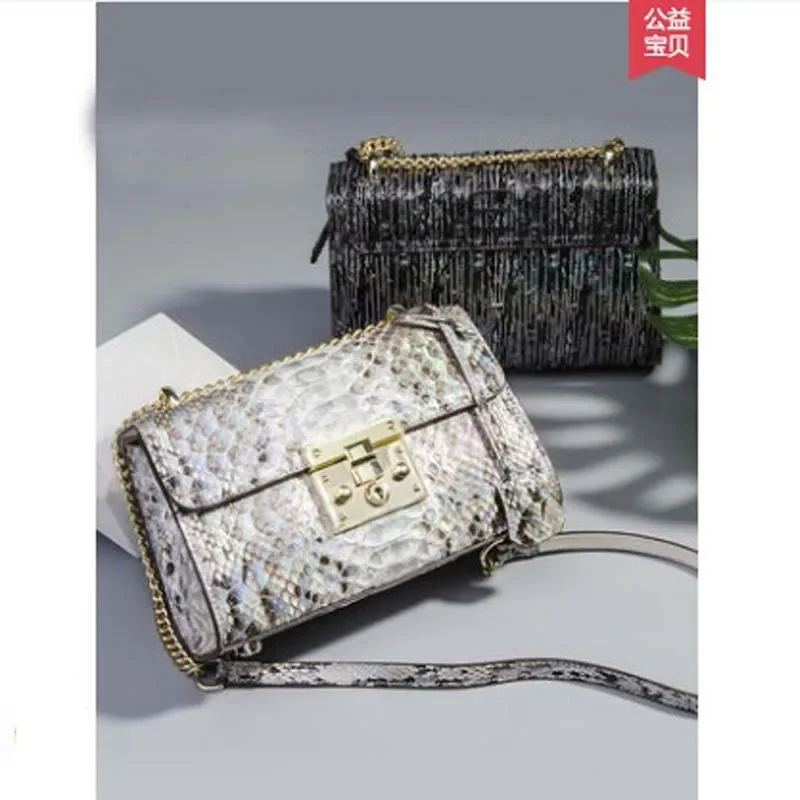 ouluoer  python skin women new chain bag single-shoulder crossbody fashion trend leather women