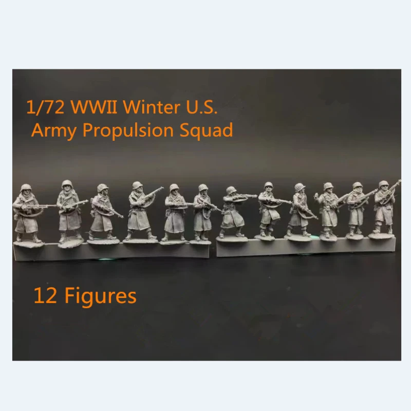 1/72 Die-Casting Resin Figure Model Kit  Winter U.S. Army Propulsion Squad DIY Toy Unassembled Unpainted Free Shipping