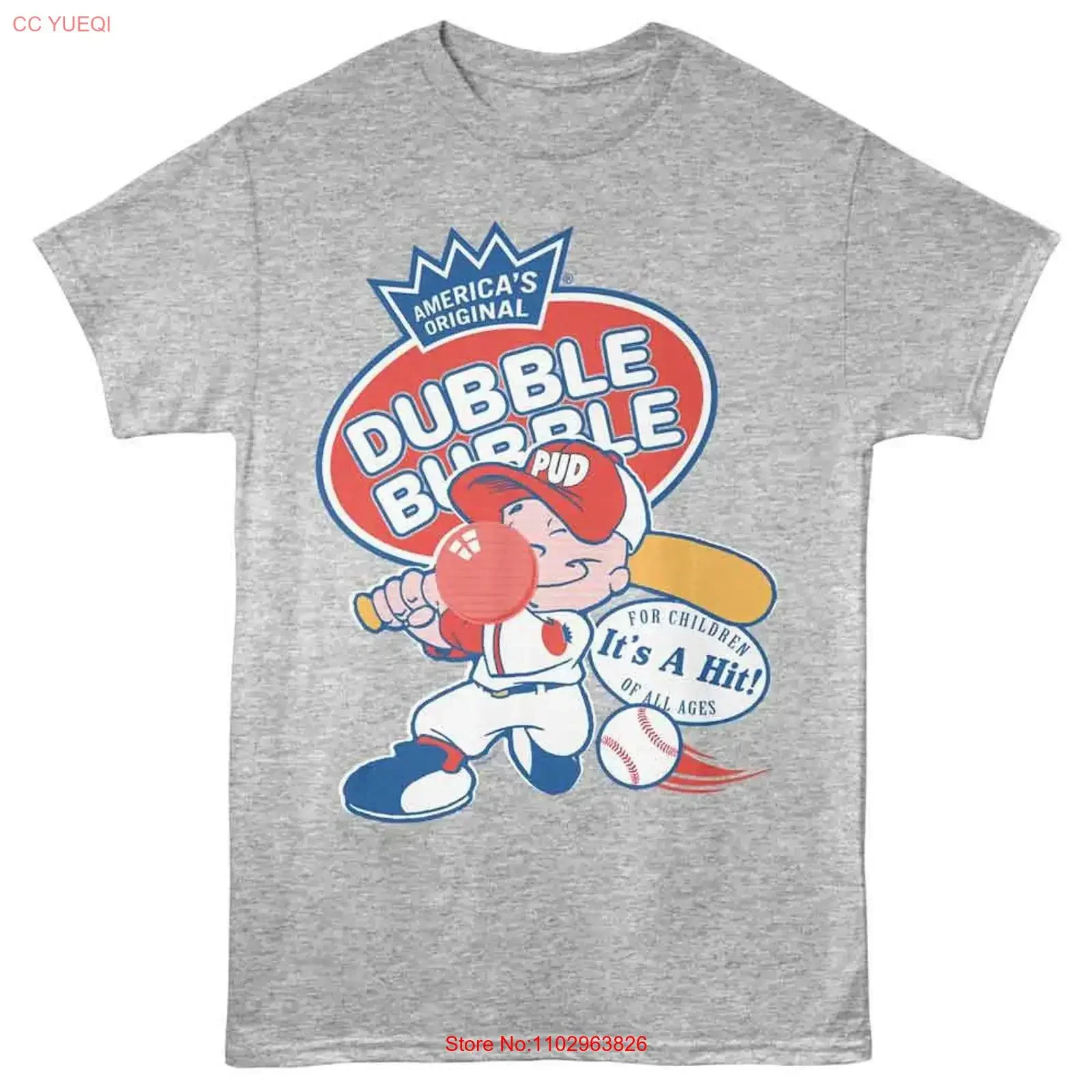 Camiseta de adulto unisex con estampado frontal de béisbol Tootsie Roll Pud, gris jaspeado, estilo vintage, lavada, transpirable, informal y versátil.