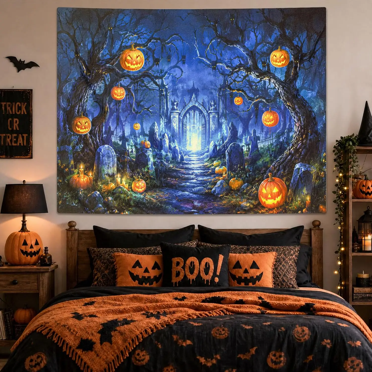 Wall Tapestry for Bedroom Aesthetic Tapestry Halloween Spooky Forest Party Backdrop Decor