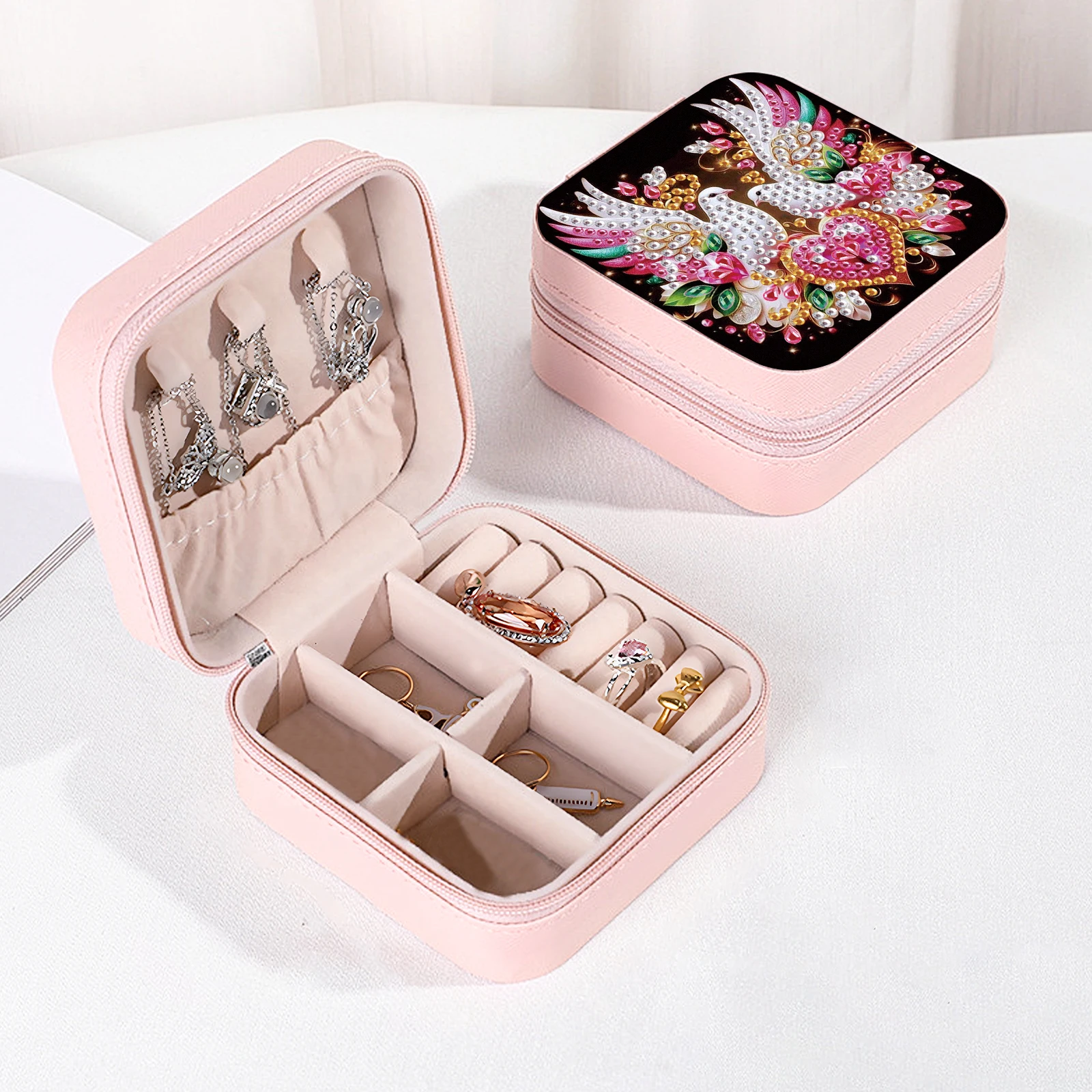 Diamond Art Painting Jewelry Organizer Box kit,DIY Pigeon Jewelry Box for Adults, Portable Jewelry Case Jewelry storage Gifts - view 4