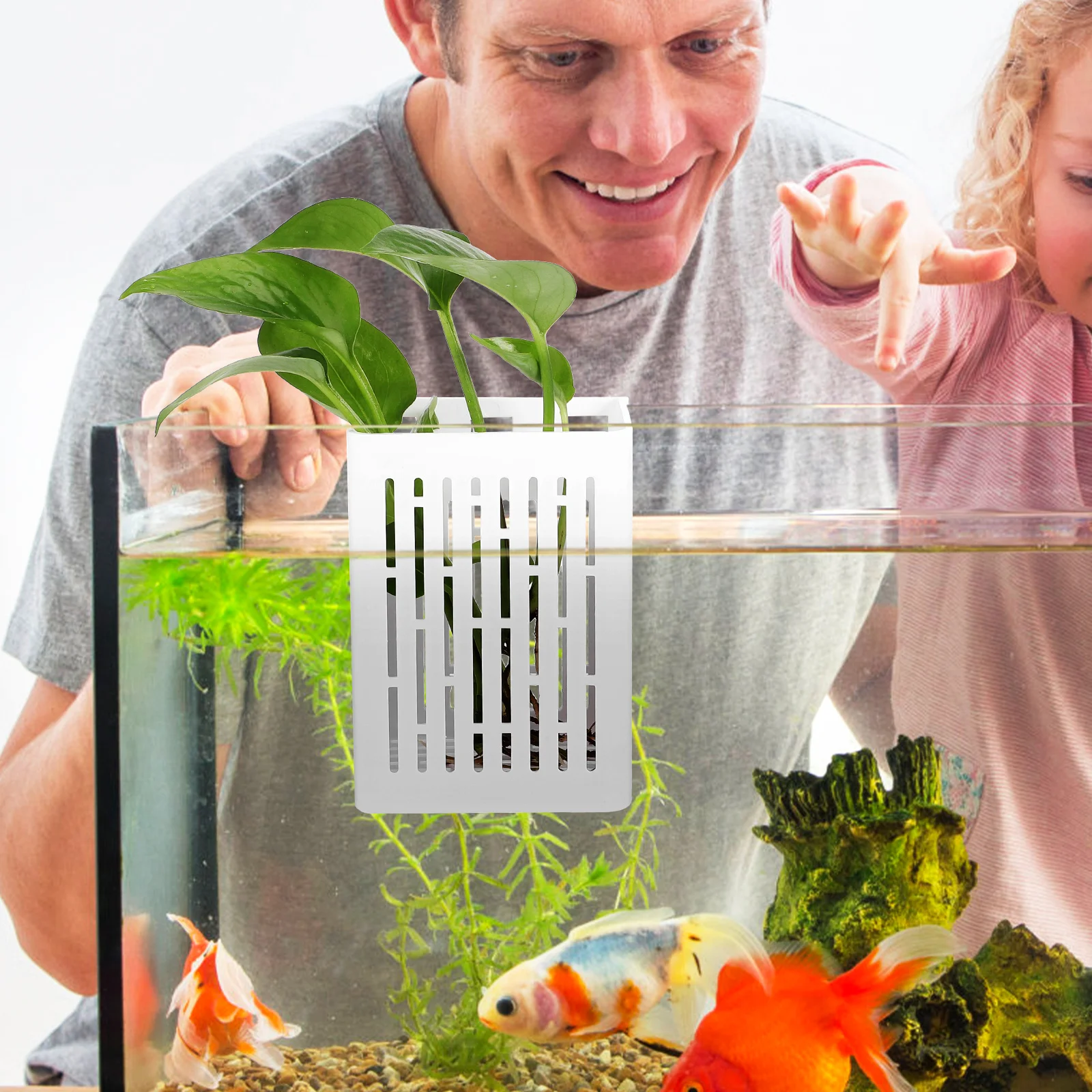 

2pcs Aquatic Plant Basket Aquarium Planter Cup Hanging Holder For Fish Tank Supplies Sturdy Plastic Drainage Safe White
