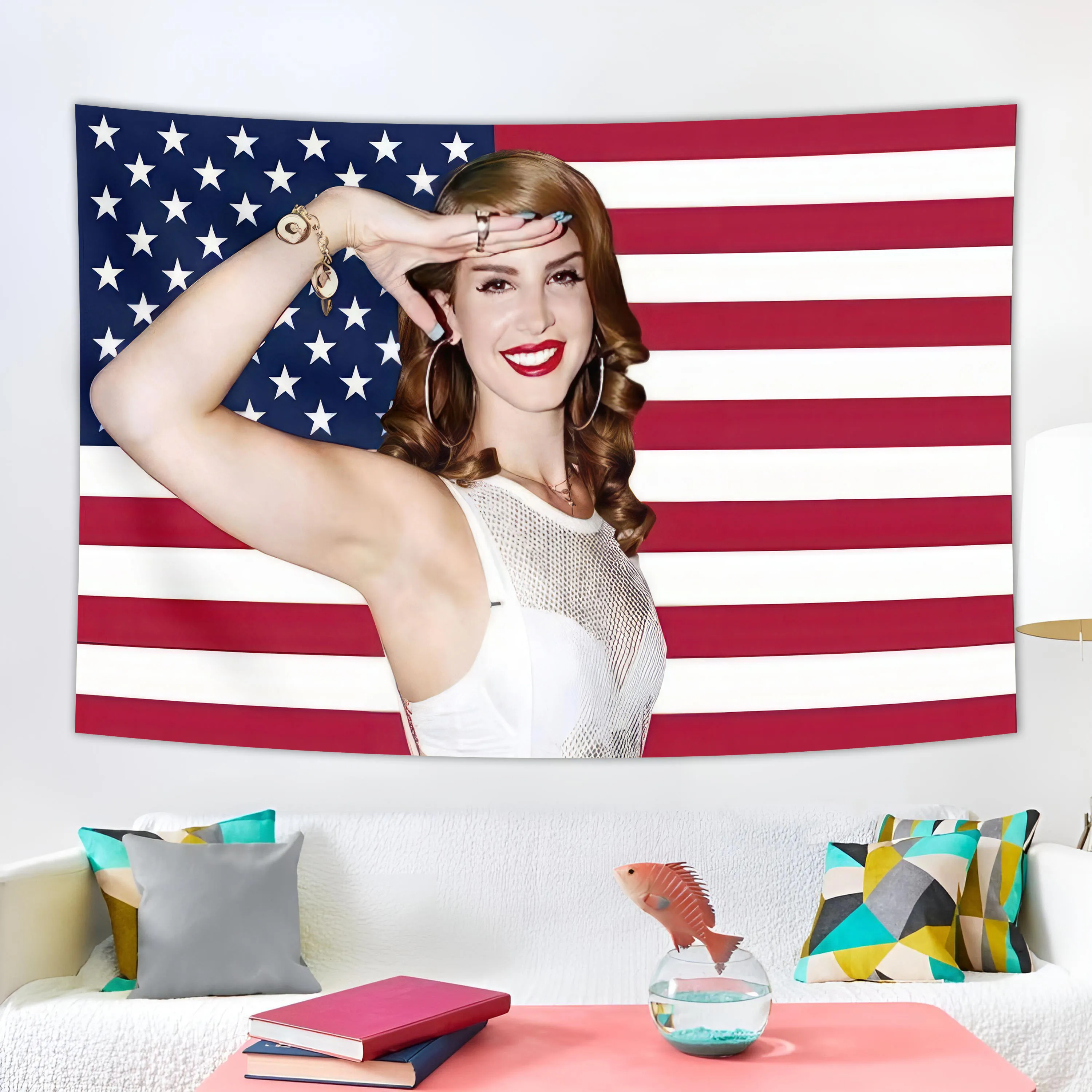 Lana Del Rey Spice Nikki Mina Wall Mounted Music Singer Tapestry University Room Dormitory Decorative Sofa Blanket