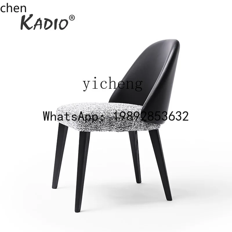 YFY  light luxury dining chair microfiber leather cotton and linen fabric modern household solid wood dining table and chairs