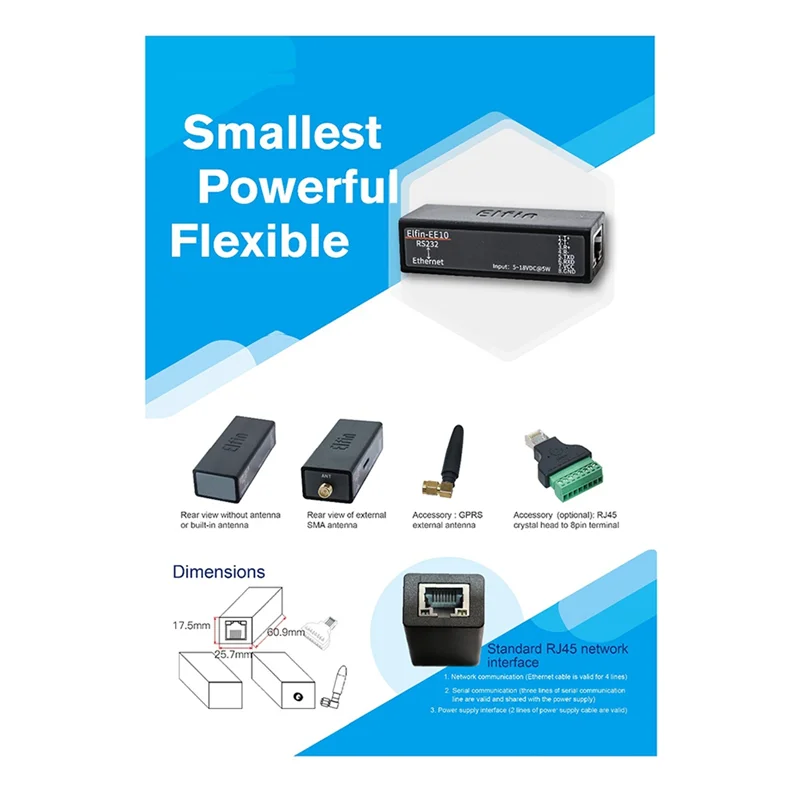 Serial Port RS485 To Ethernet Device IOT Server Module Elfin-EE11A Support Modbus TCP Protocol