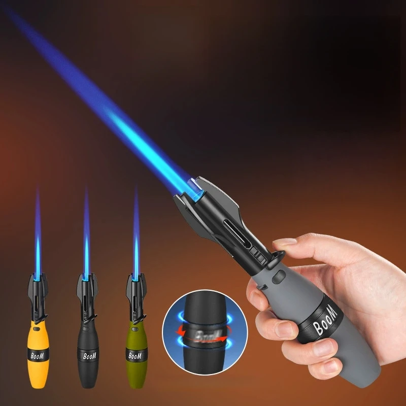 New Rocker Arm Large Flame Shell Outdoor Spray Gun Lighter Windproof Rotatable Pressure Reducing Safety Lock Cigar Lighter