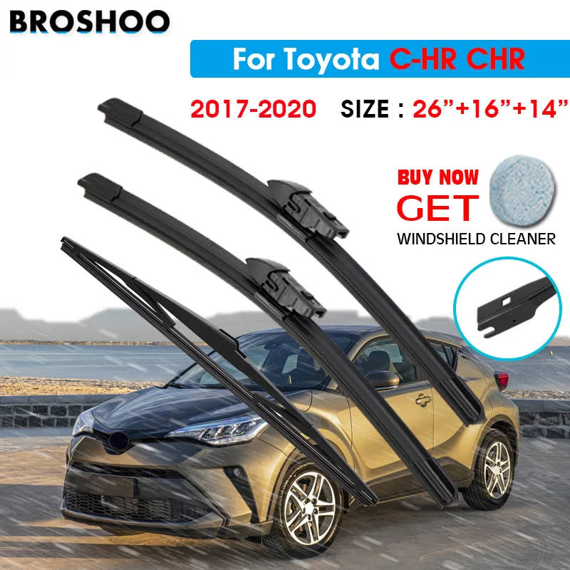 BROSHOO Car Wiper Blade Front Rear Wiper Blades Set For Toyota C-HR CHR 2017 2018 2019 2020 Front Rear Window 26\