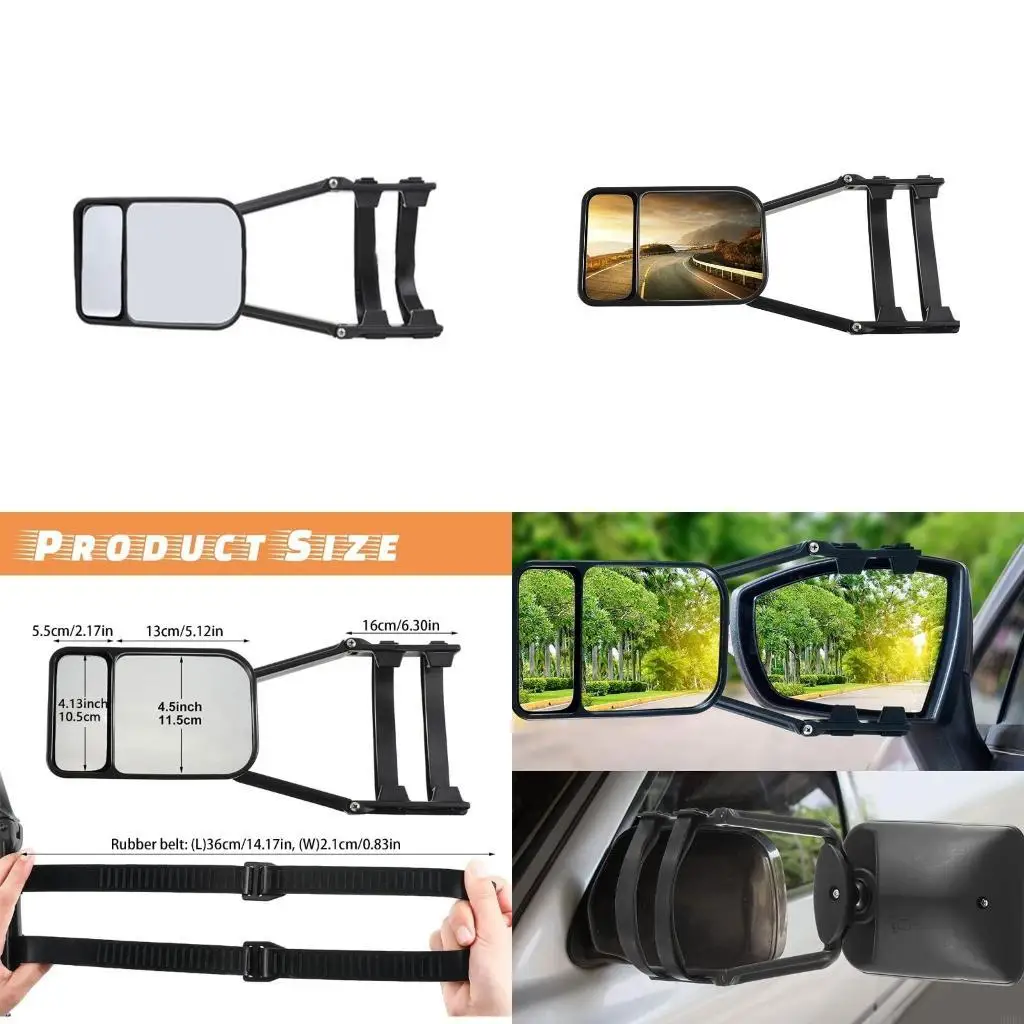 

Clip-on Towing Mirror Trailer Rear View Mirror Extended Adjustable Blind Spot H9EE