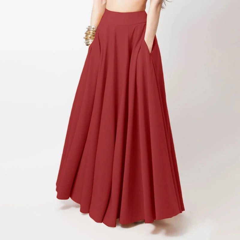 

Summer Women's Oversized Swing High Waist Skirt Fashion Solid Color Elegant Vacation Long Half-body Skirt Casual A-line Skirt