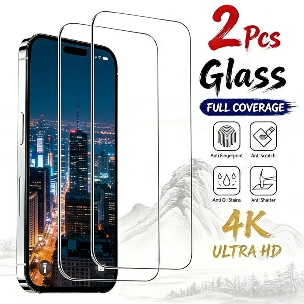 

2Pcs Ultra Clear Screen Protector for iPhone 17 16 15 14 Pro Max 17e 16 15 Plus 13 12 11 Pro Mini Anti-Scratch Tempered Glass