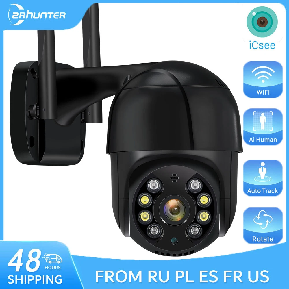 Caméra de surveillance extérieure PTZ IP WiFi HD 8MP/4K, dispositif de sécurité sans fil, avec vision nocturne 2MP/5MP/3MP/ICN2, CCTV P2P
