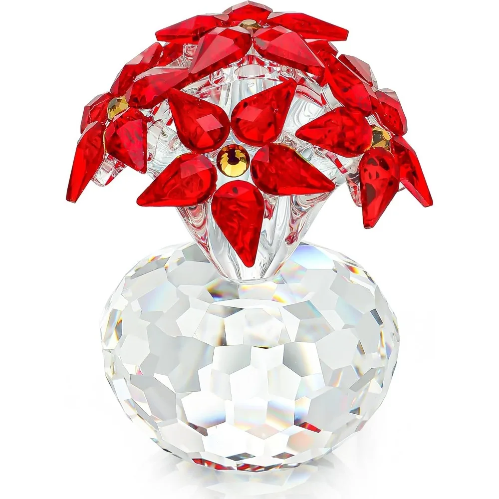 

H&D HYALINE & DORA Лежащая красная хрустальная роза с желтой фигуркой бабочки Персонализированный декор Стеклянная роза Подарки для женщин, Wi