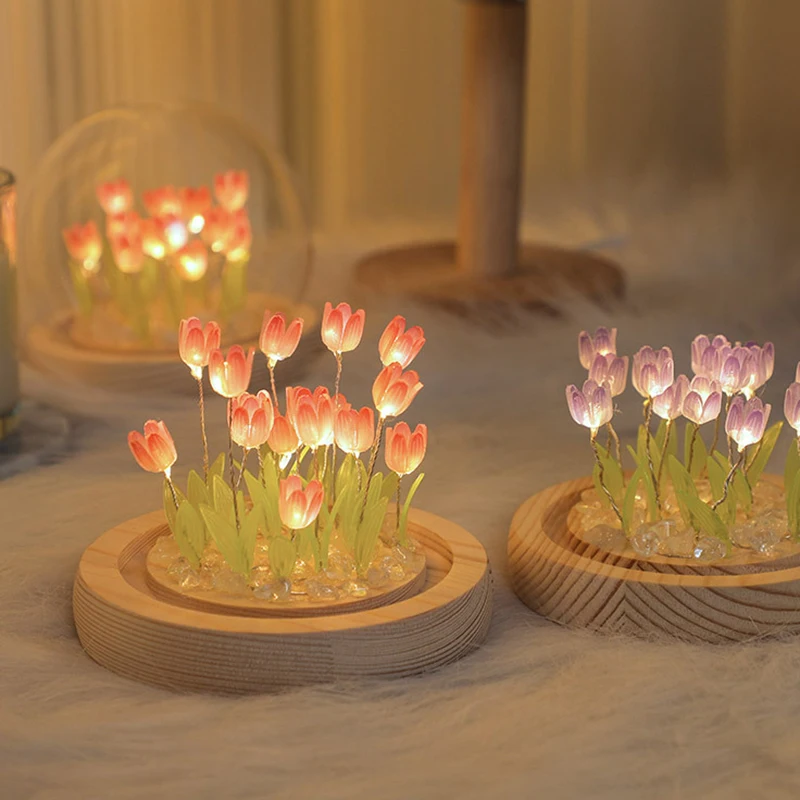 Romantic Tulip Night Lights Wedding Birthday Party Desktop Decorative Lights Valentines Day Anniversary Gifts Lamps Home Decor