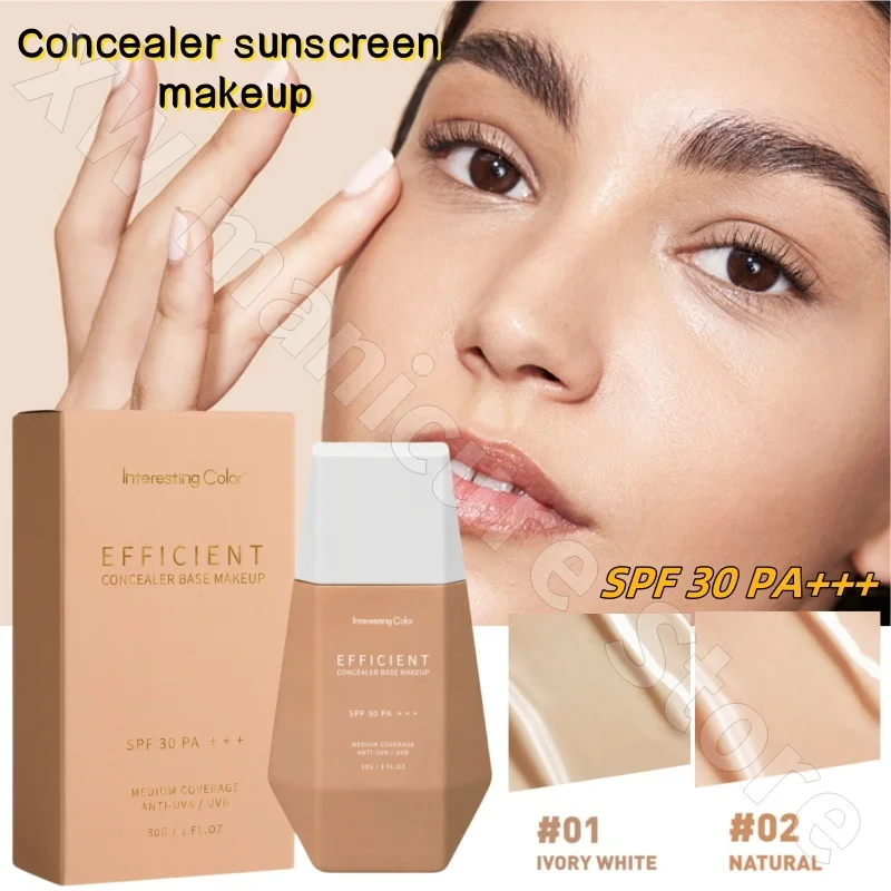 Concealer BB Cream Sunscreen Base Moisturizing Lightweight Brightening Skin Tone Concealer Long-lasting No Makeup Remover 30g