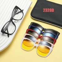 Montura de gafas para mujer con 5 uds Clip en gafas de sol polarizadas gafas magnéticas gafas masculinas UV400 2328D