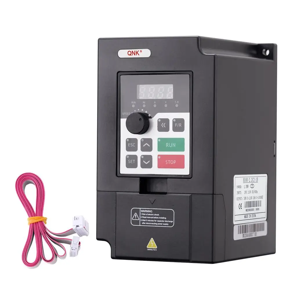 1.5KW Variable Frequency Drive 110V AC 14A CNC Spindle Motor Speed Controller Single to 3 Phase Inverter Low Noise Operation and