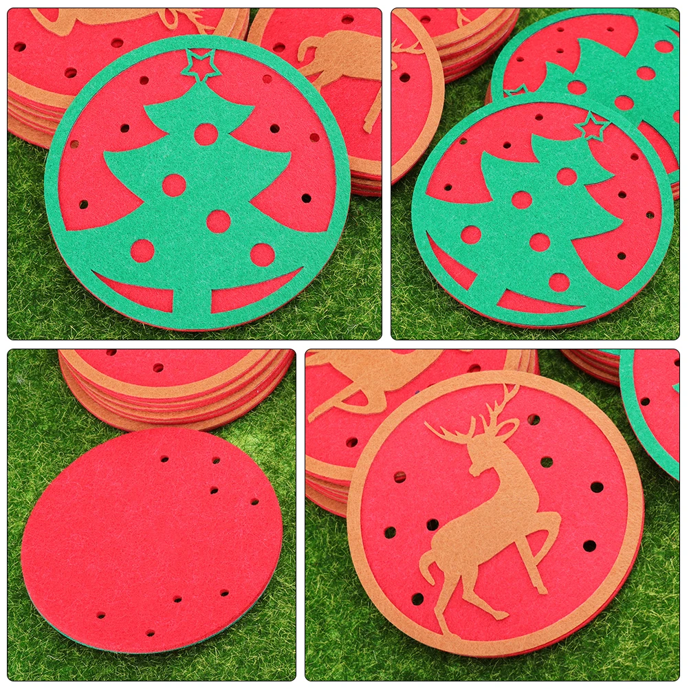 

10 Pcs Non slip Felt Coaster Round Holiday Home Cup Pads Dining Table Decor Christmas Xmas Gift Protect Surface Heat Watermark