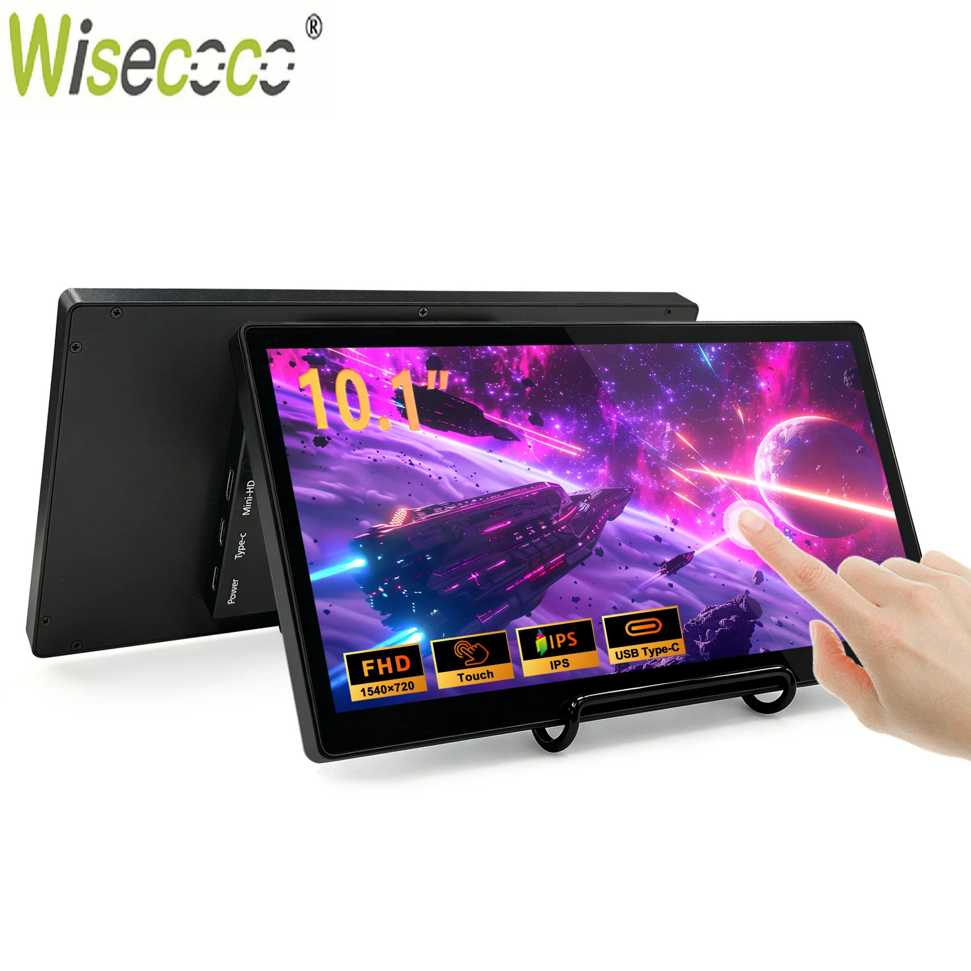 Wisecoco 10.1 Inch Touchscreen Mini Monitor IPS 1540720 USB-C Portable Secondary Display for PC Laptop Rasp PI AIDA64 STEM DIY