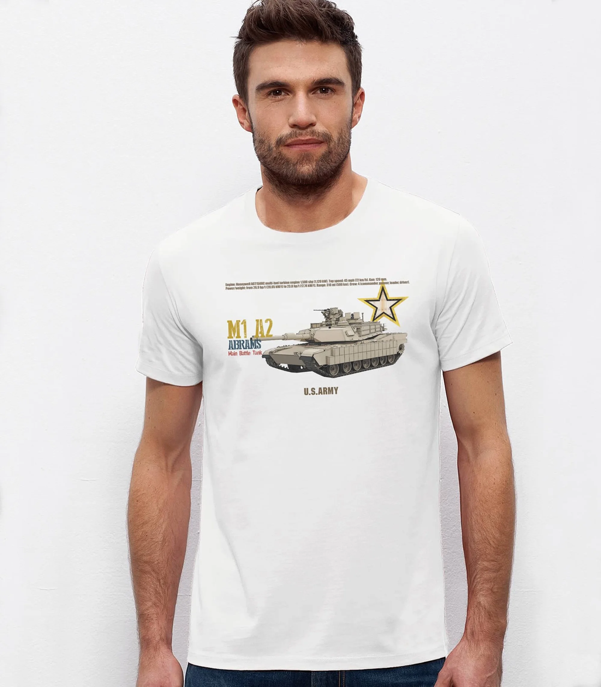 Army M1A2 Abrams Main Battle Tank T-Shirt. Summer Cotton Short Sleeve O-Neck Mens T Shirt New S-3XL