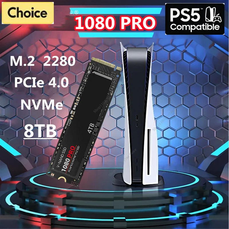 

1080 PRO 8TB 4TB 2TB 1TB SSD Hard Disk M.2 2280 NVMe PCIe Gen 4.0 x 4 Internal Solid State Drive for PC Laptop Desktop PS5