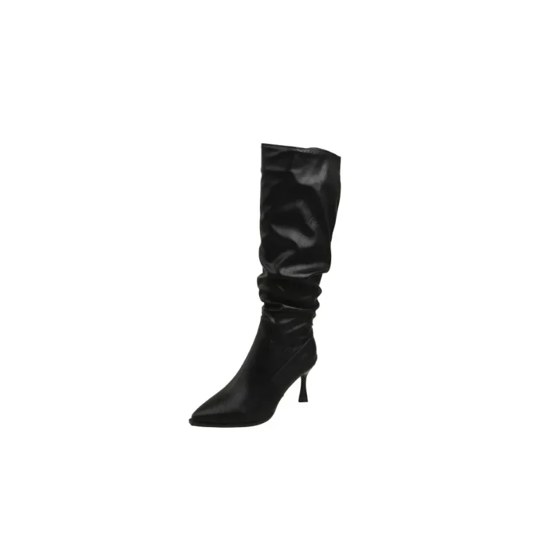 2025 Winter Vrouwen Hoge Laarzen Mode Puntschoen Naaldhak Lange Laarzen Dames Elegante Knie Hoge Laarzen Schoenen Botas De Mujer