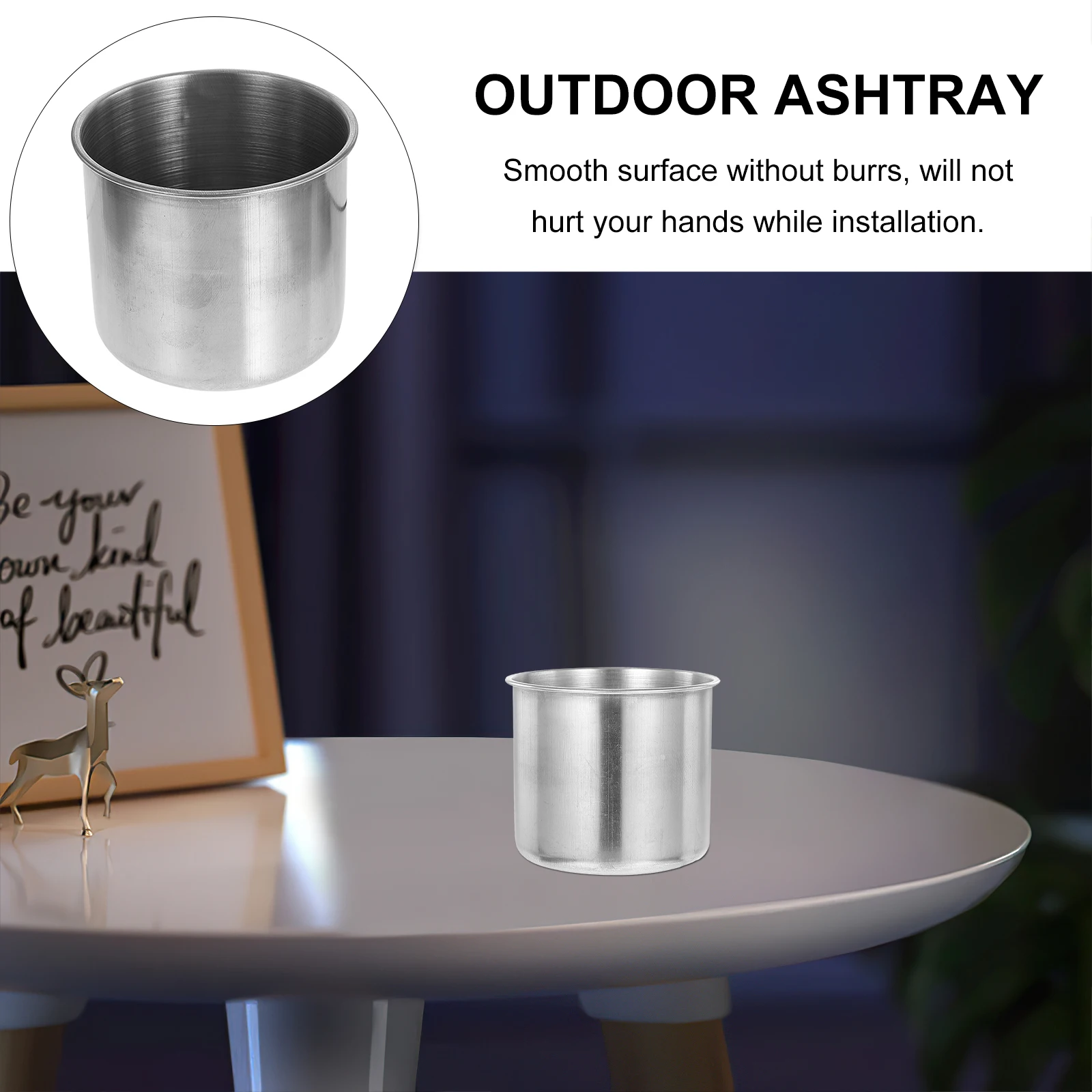 

Stainless Steel Ashtray Trash Can Accessories Waste Bin Outdoor Large Capacity Round Multi Function Garbage Barrel Shaped Smoke