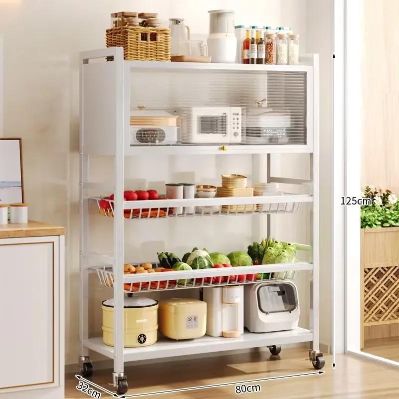 Modern Home Kitchen Storage Cart Iron Mesh Four-layer Durable Design Vertical Seasoning Rack Portable Waterproof