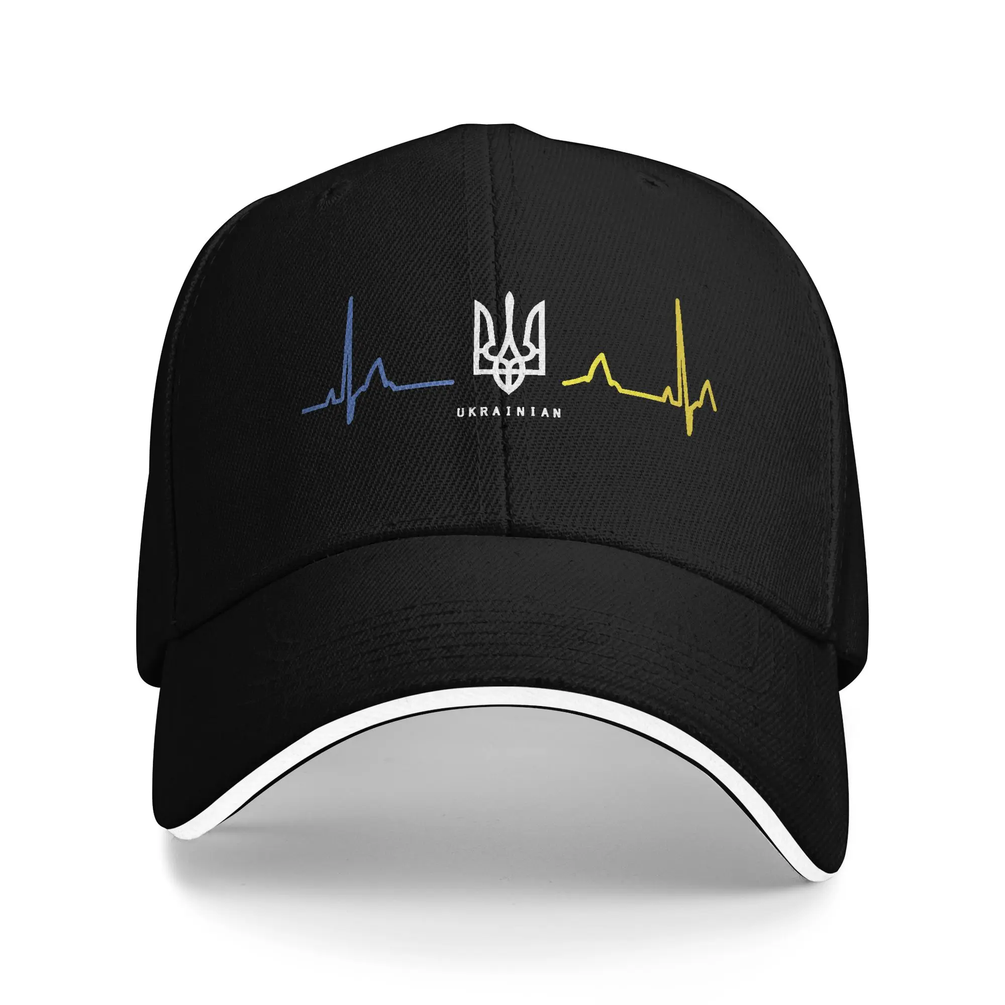 Ukrainian Tryzub Ukraine Flag Trident Zelensky Heartbeat Baseball Cap Men Hip Hop Hats Summer Fitted Retro Hunting Baseball Caps