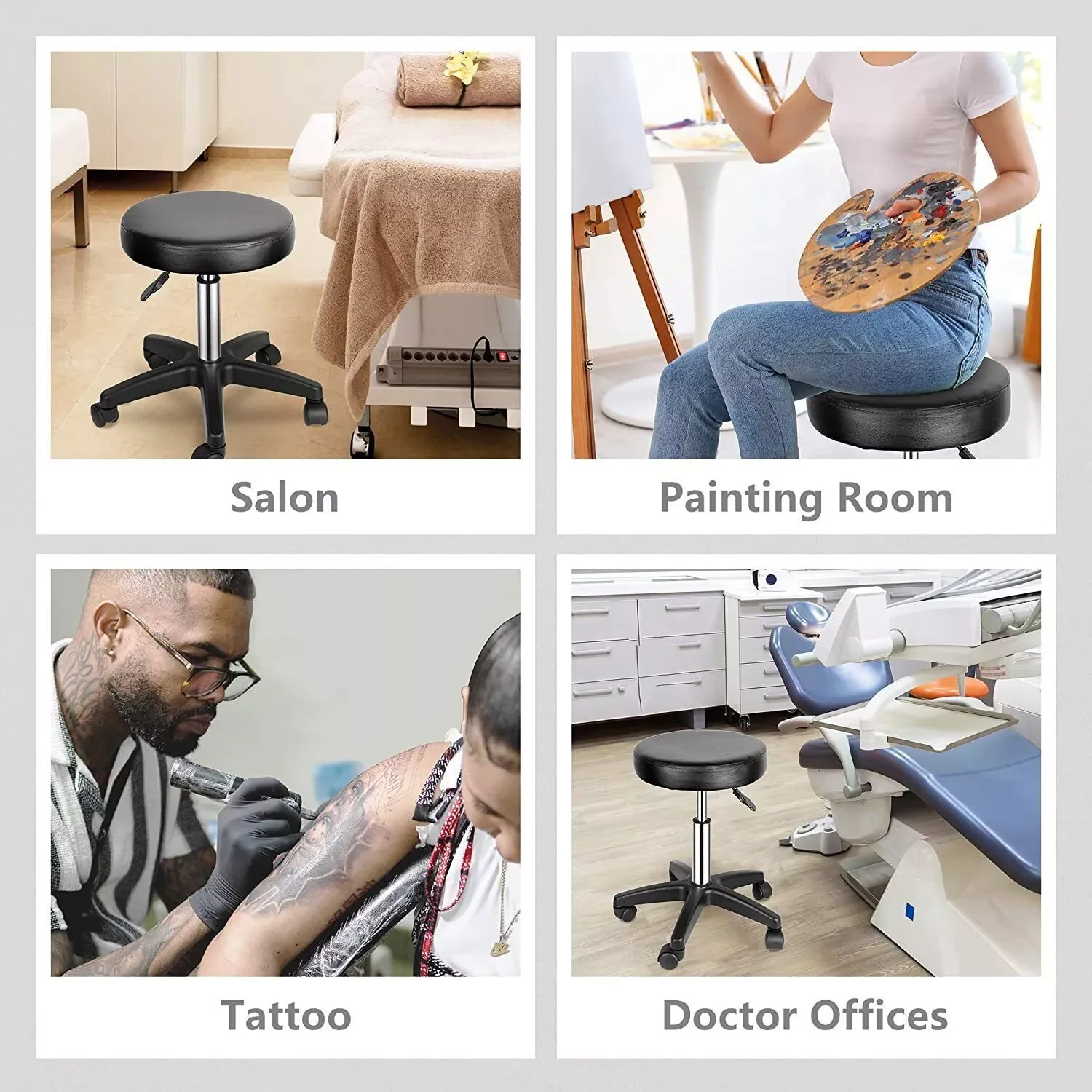 4XRolling كرسي صالون دوار قابل للتعديل هيدروليكي لتدليك الوشم سبا
