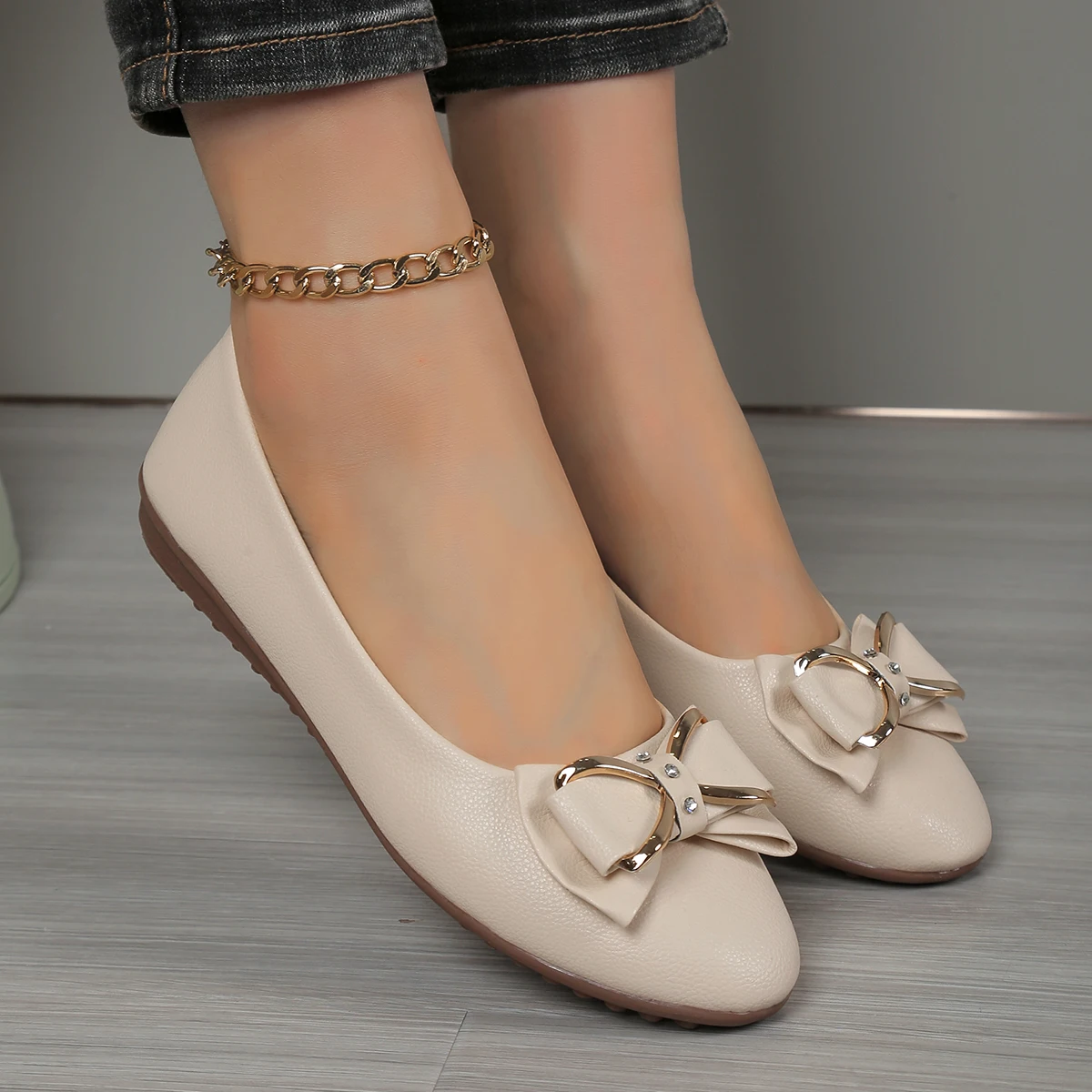 Lente Vrouw Flats Schoenen Balletten Metalen Gesp Strik Loafers Vallen Meisje Ballerina Jurk Slip Op Kantoor Lakleer Schoenen Vrouwen