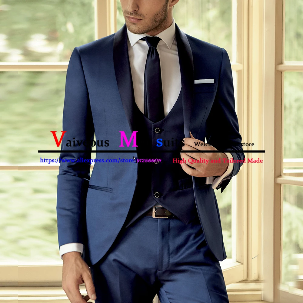 

Customized Made Blazer Vest Pants Mens Suit Three Piece Formal Business Wedding Party Suit Tuxedo Slim Fit Groomsmen Suits